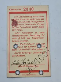 Originalt tysk id fra Berliner Zoo  1934