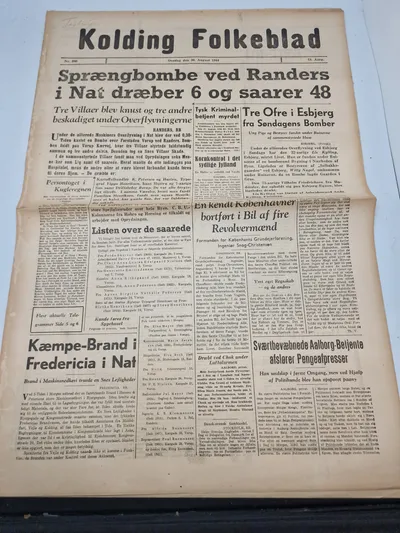 Originalt eks. af Kolding folkeblad fra 1944