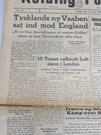 Originalt eks. af Kolding folkeblad fra 1944