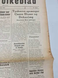 Originalt eks. af Kolding folkeblad fra 1944