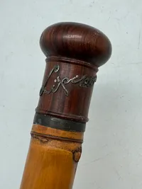 Orientalsk sølvmonteret bambus stok ca år 1920