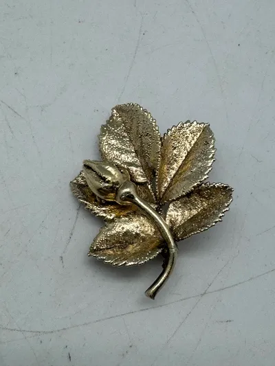 Flora Danica broche - forgyldt sterlingsølv