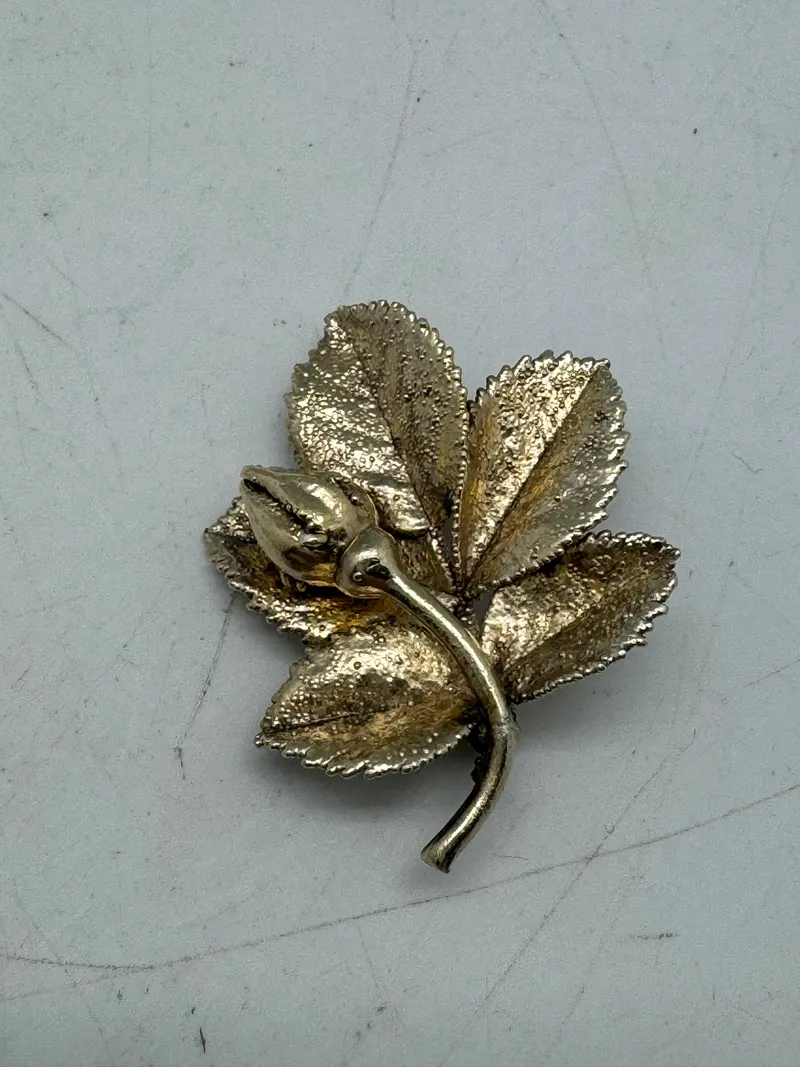 Flora Danica broche - forgyldt sterlingsølv