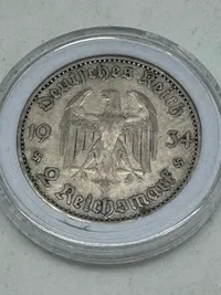 Original 2 Reichmark af sølv fra 1934