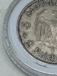 Original 2 Reichmark af sølv fra 1934