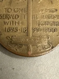 Original Medalje fra den spansk Amerikanske krig, sjælden