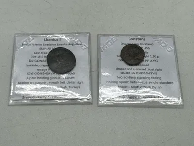2 originale romerske mønter med fuld id