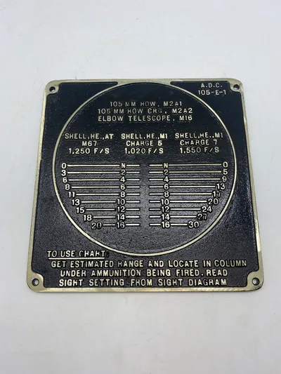 Originalt 105 mm Howitzer skilt