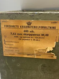 Original gevær 89 kasse - genbrugt til Kup/vagtammunition