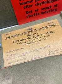 Original gevær 89 kasse - genbrugt til Kup/vagtammunition
