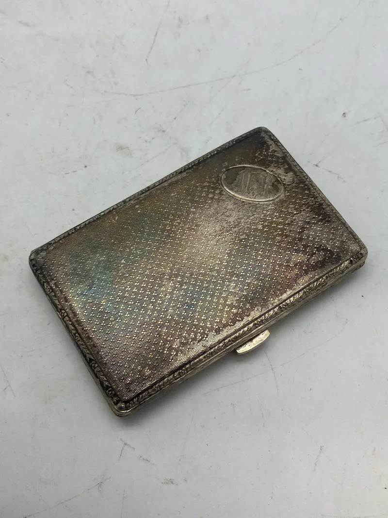 Cigaret etui, alpaca sølv med initialer