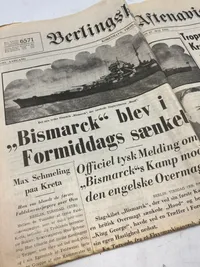 Original dansk ww2 avis - Bismarck sænket!