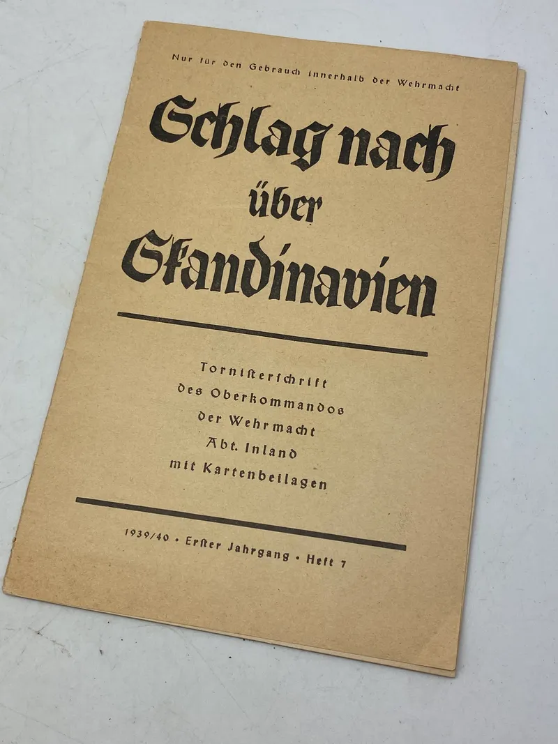 Originalt tysk ww2 hæfte hvor Danmark er nævnt i