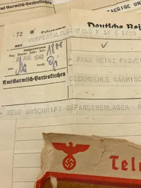 Originale tyske breve med skriv angående en tysk fangelejr