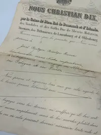 Original rejsetilladelse for Dansk Garderofficer, underskrevet af krigsminister Alsing Emanuel Andersen (5. februar 1893 i København - 5. december 1962 smst)
