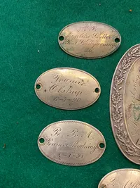 Samling originale skyde skjolde og præmier - slut 1800 tallet - sølv