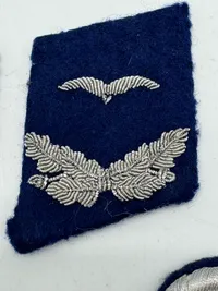 Originale tyske WW2 Luftwaffe skulderstropper og kravespejle læge blå våbenfarve