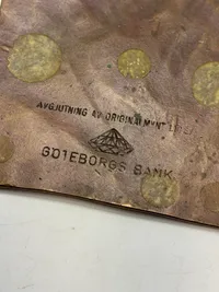 Plademønt lavet som reklame for Göteborg bank