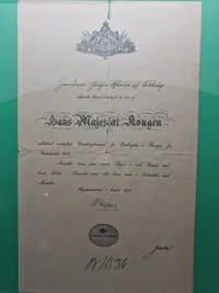 Originalt tildelingsbevis på 1864 medaljen