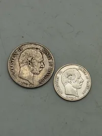 Dansk 1 & 2 krone - sølv. 1875/1876