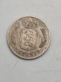 Dansk 1 & 2 krone - sølv. 1875/1876