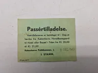 Original passértilladelse københavn fra 1943