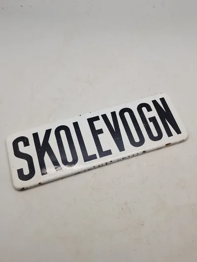 Originalt emalje skolevogns skilt