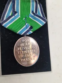 Original HJV medalje for 40 års tjeneste - sterlingsølv