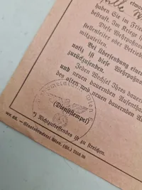 Original tysk wehrpasnotitz - ww2