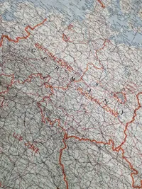 Originalt koldkrigs Silke pilot  kort hvor Tyskland er opdelt i zoner