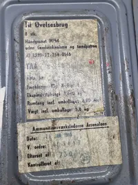 Original ww2 ammunitionskasse - senere anvendt til håndgranater i det danske forsvar