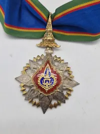 Thailand: The Most Noble Order of the Crown of Thailand, 2nd / 3rd Class, Knight Commander / Commander's Grade, neck badge, silver, silver-gilt and enamel.