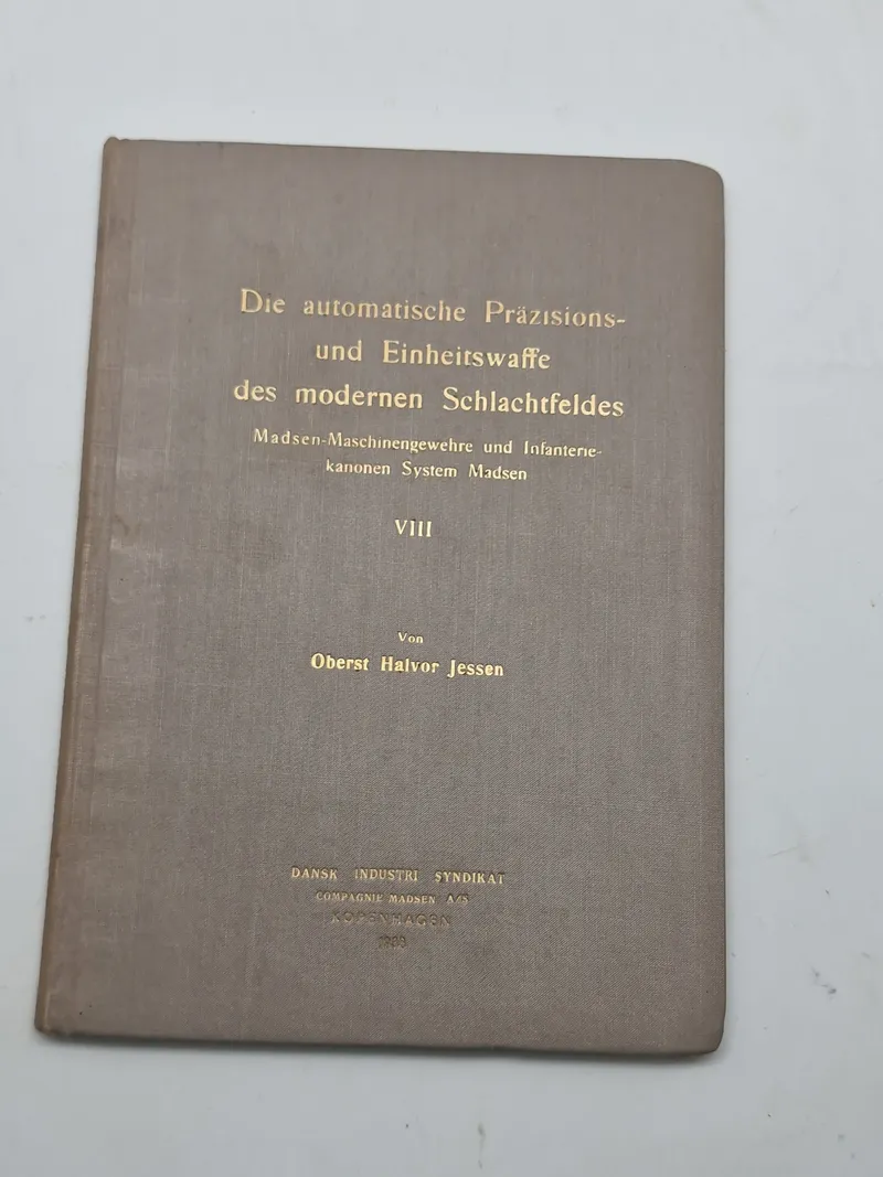 Sjælden original instruktionsbog for Madsen maskingevær mm - med dedikation fra forfatter