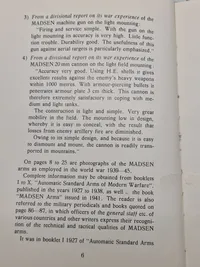 Sjælden original instruktionsbog for Madsen maskingevær mm.