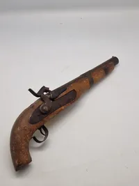 Original 1800 tals perkussions pistol med guldindlæg
