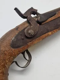 Original 1800 tals perkussions pistol med guldindlæg