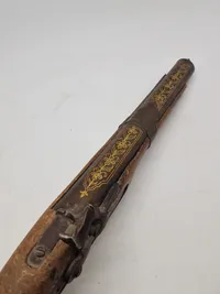 Original 1800 tals perkussions pistol med guldindlæg