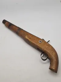 Original 1800 tals perkussions pistol med guldindlæg