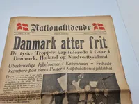 Original avis med befrielses budskabet fra 1945