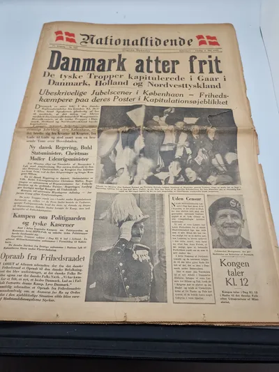 Original avis med befrielses budskabet fra 1945