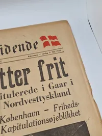 Original avis med befrielses budskabet fra 1945