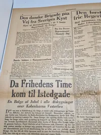 Original avis med befrielses budskabet fra 1945