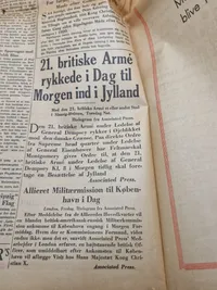 Original avis med befrielses budskabet fra 1945