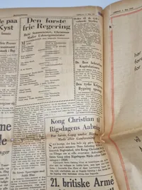 Original avis med befrielses budskabet fra 1945