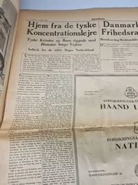 Original avis med befrielses budskabet fra 1945