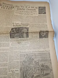 Original avis med befrielses budskabet fra 1945