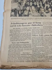 Original avis med befrielses budskabet fra 1945