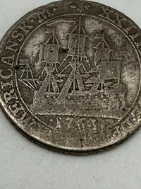 Original sølvmønt dansk Vestindien DVI Frederik 5. 24 skilling 1763