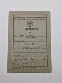 Originalt Waffen SS Driving License (Führerschein)