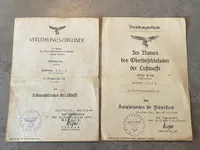 To originale Luftwaffe urkunder givet til dansker i tysk tjeneste (Andreas Buch)